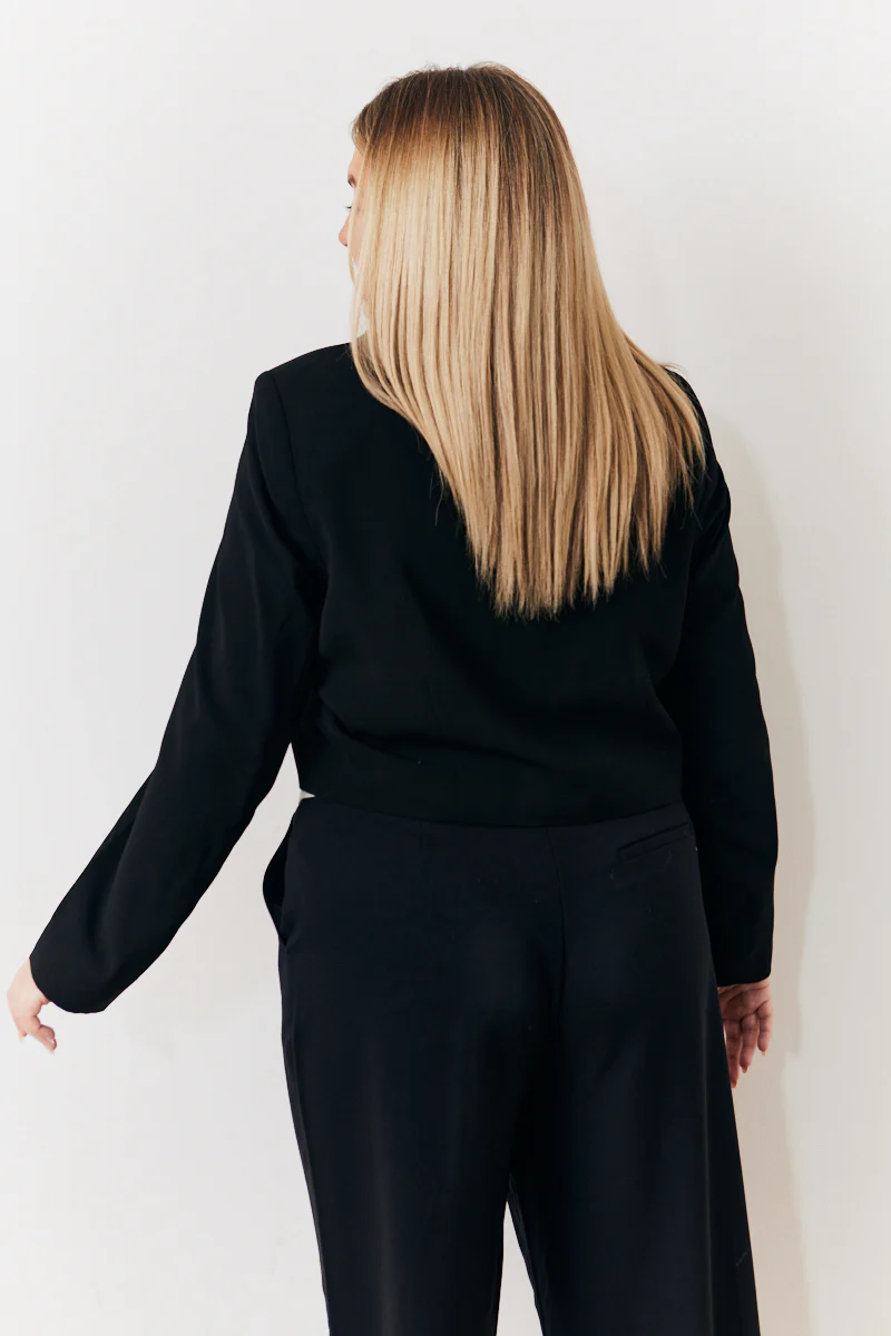 Occasion Black Cropped Tux Blazer - Image 7