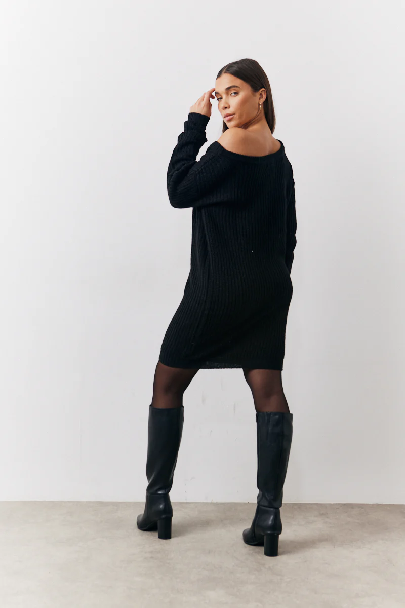 Off The Shoulder Knitted Dress - Image 4