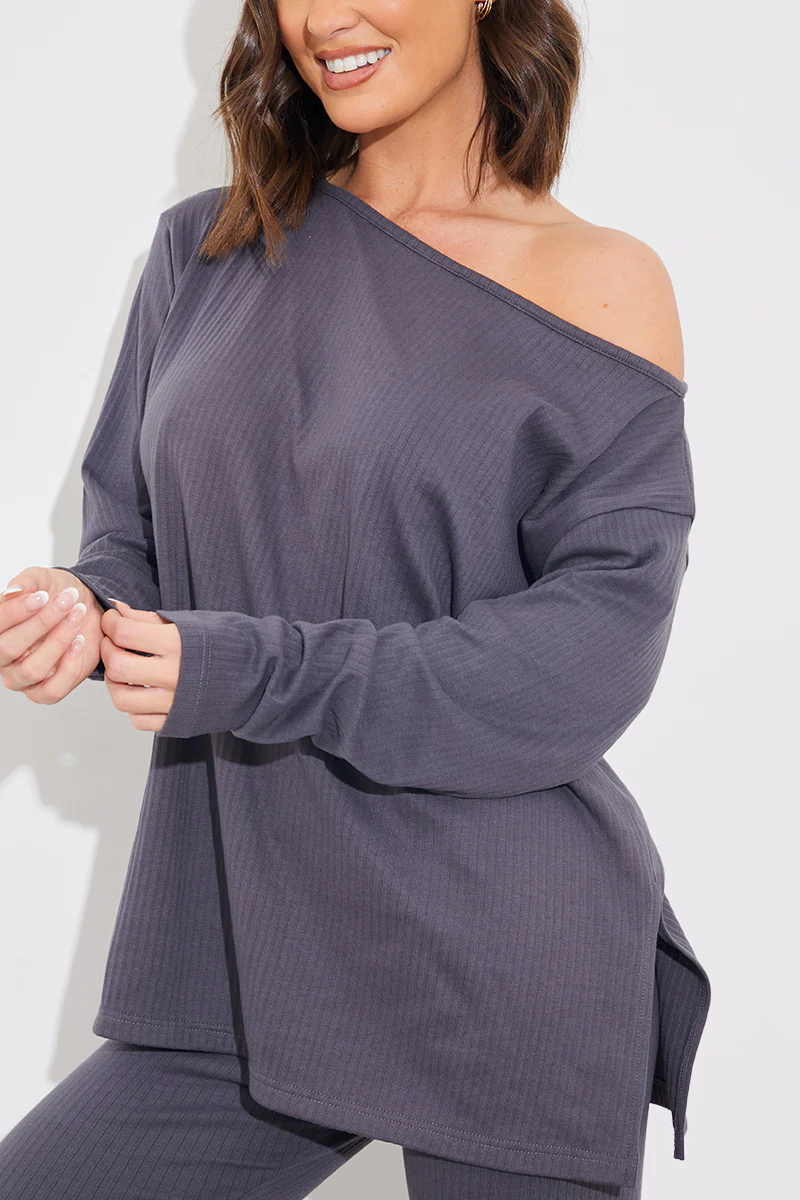Off The Shoulder Long Sleeve T Shirt And Legging Set - Image 10