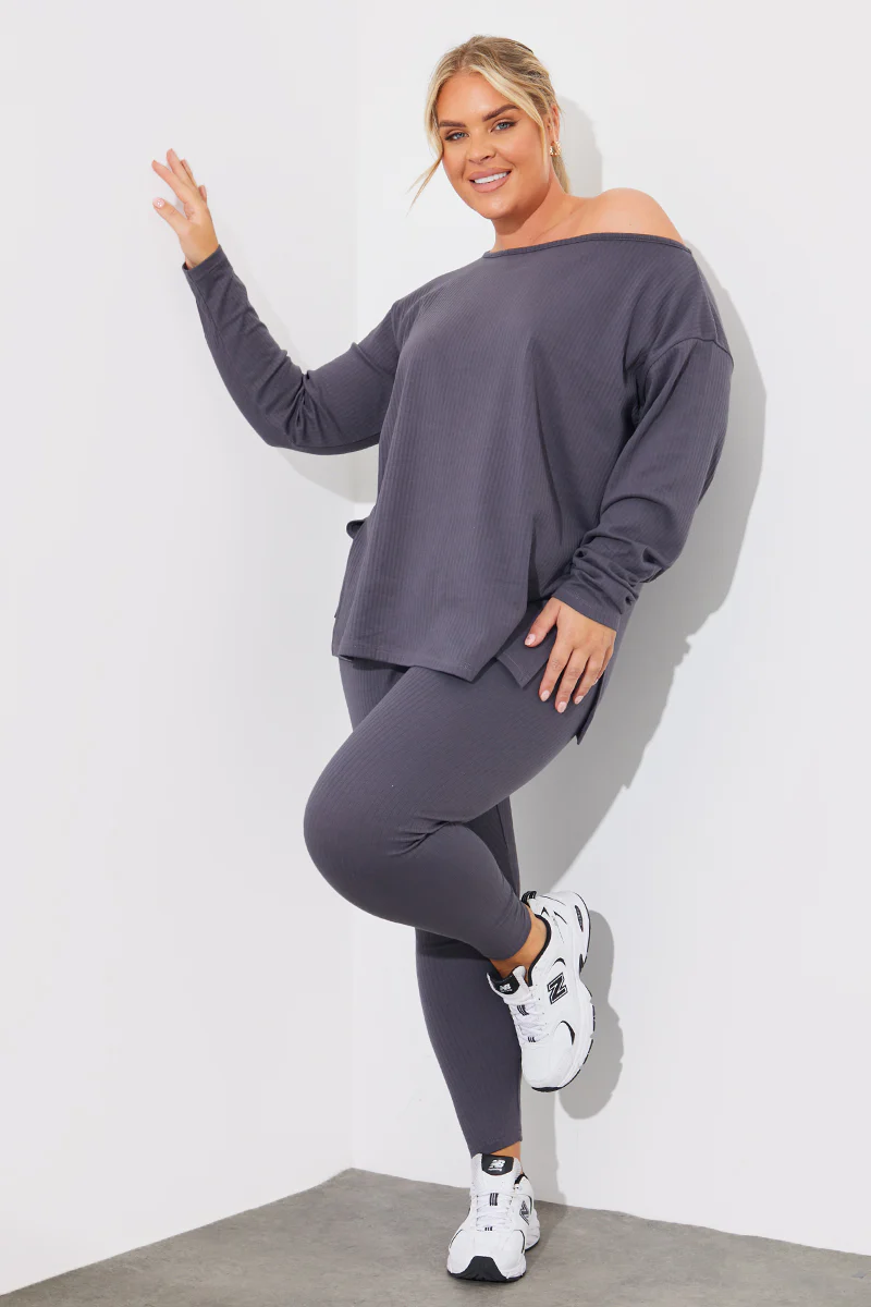 Off The Shoulder Long Sleeve T Shirt And Legging Set - Image 13