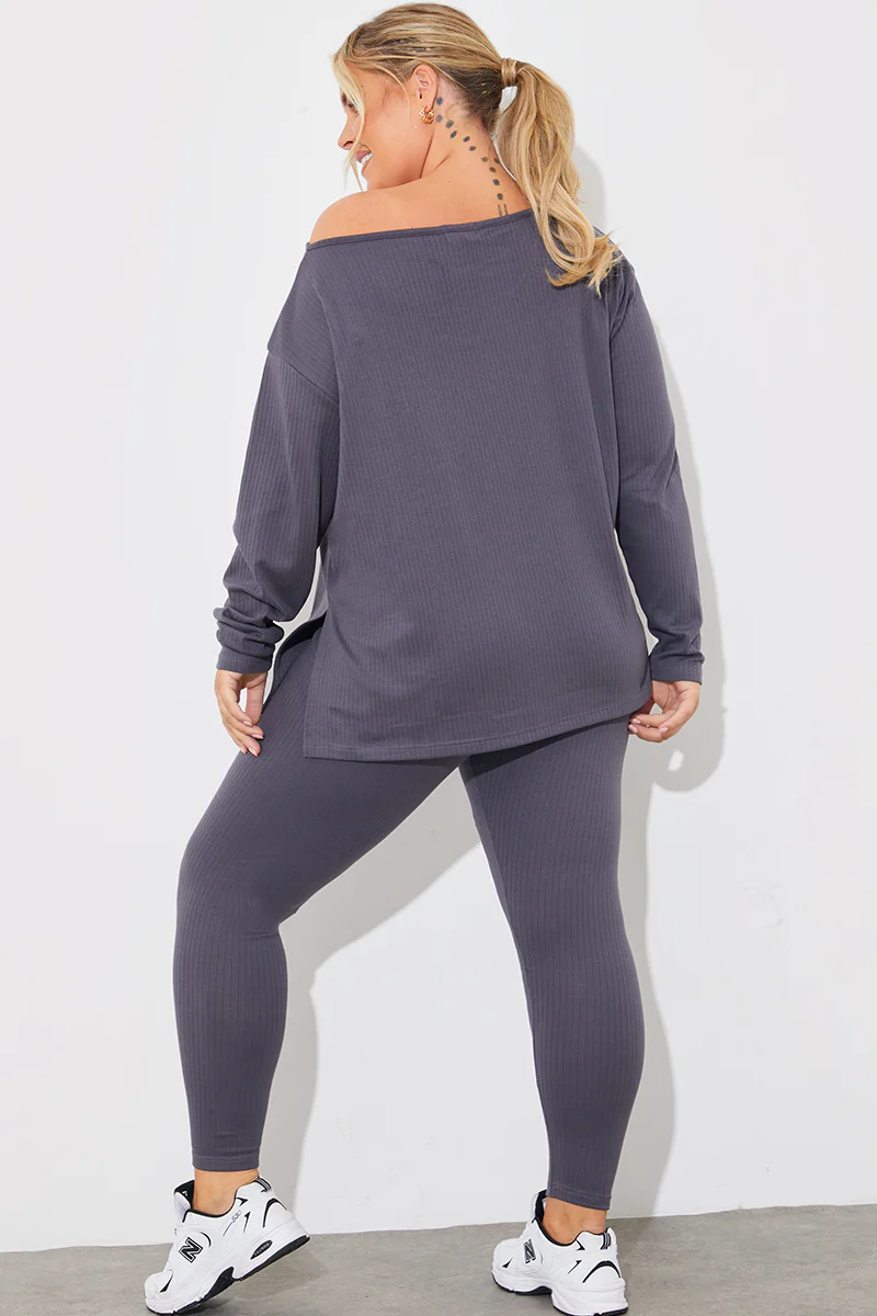 Off The Shoulder Long Sleeve T Shirt And Legging Set - Image 17