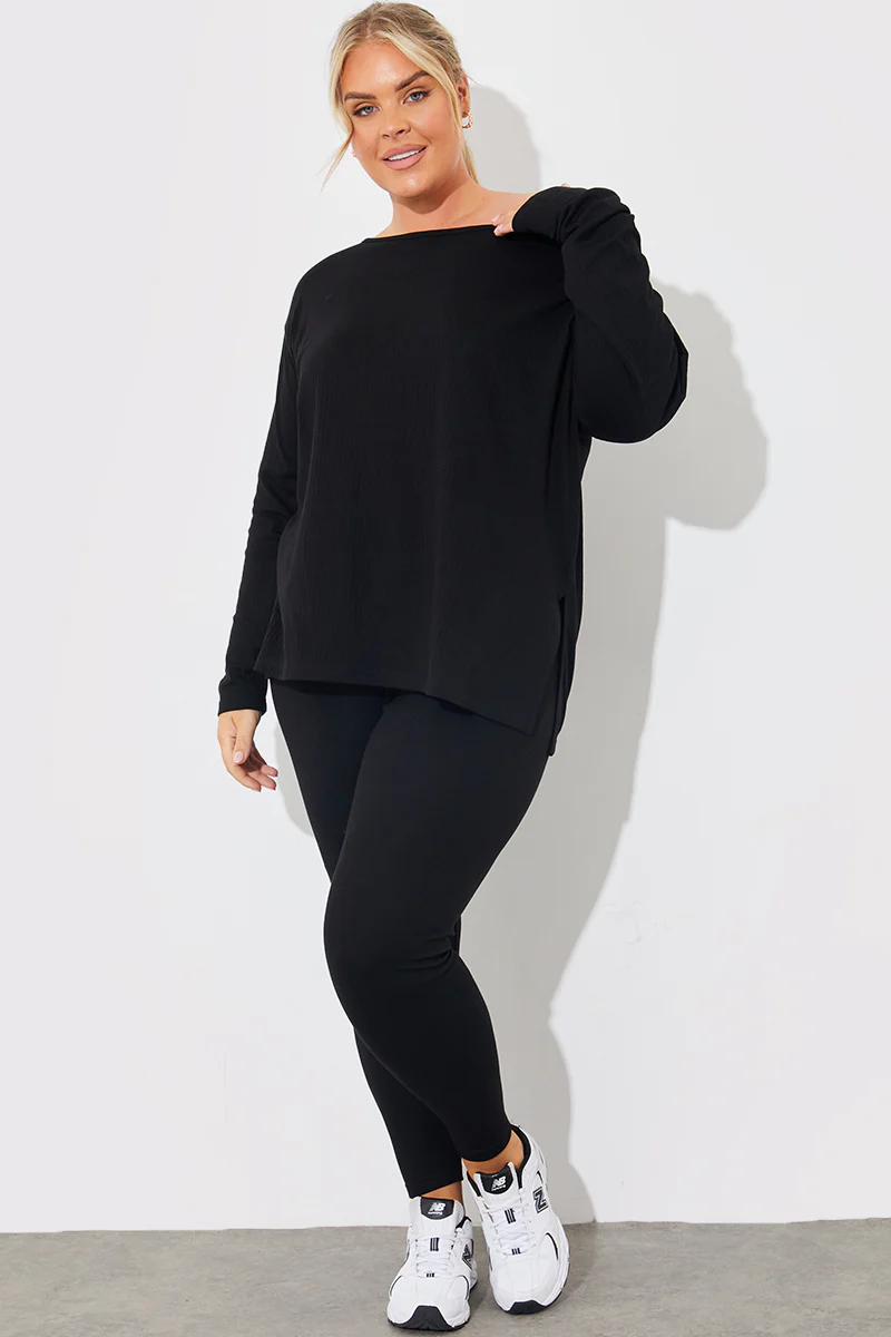 Off The Shoulder Long Sleeve T Shirt And Legging Set - Image 3