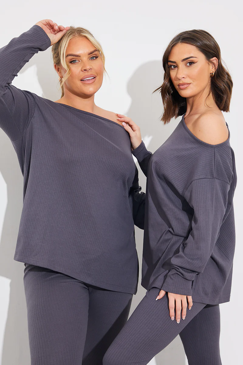 Off The Shoulder Long Sleeve T Shirt And Legging Set - Image 7