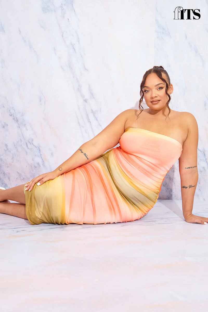 Ombre Mesh Bandeau Midi Dress - Image 24