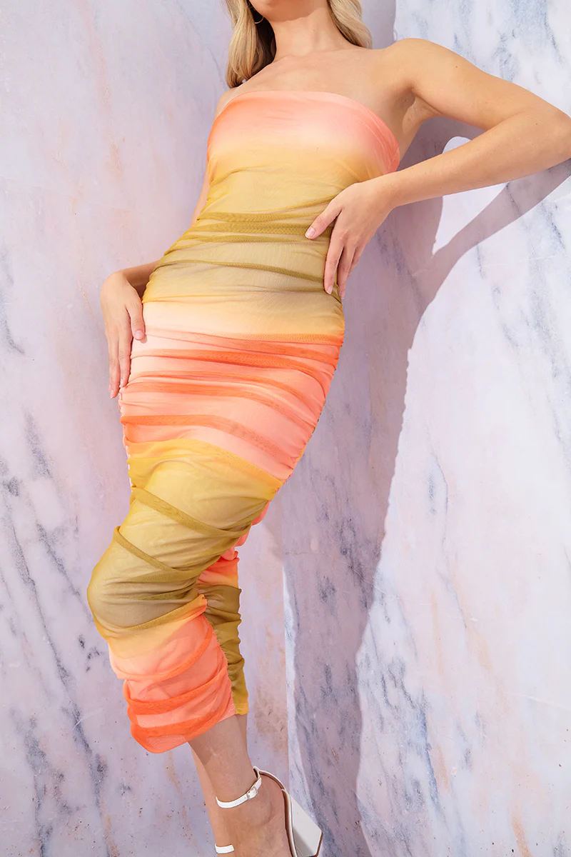 Ombre Mesh Bandeau Midi Dress - Image 33