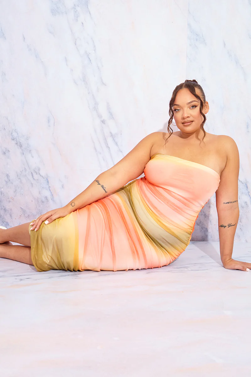 Ombre Mesh Bandeau Midi Dress - Image 35