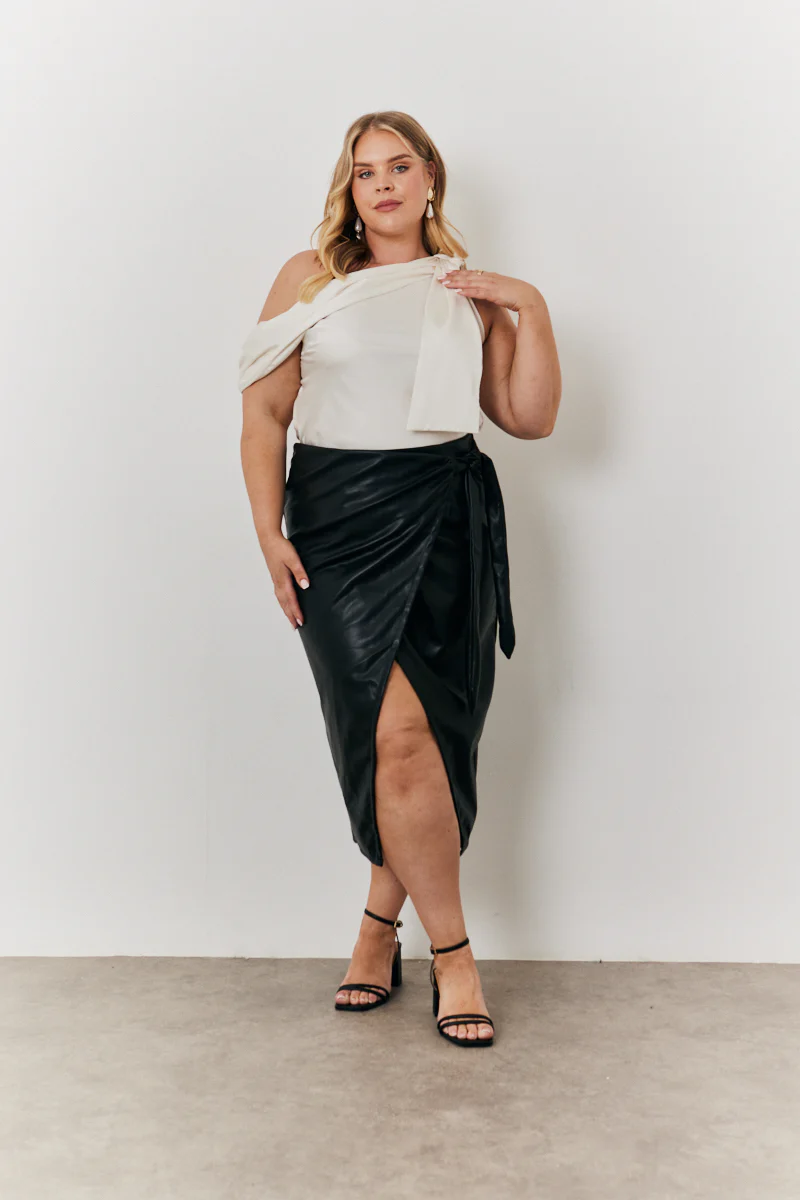 One Shoulder Draped Satin Top - Image 7