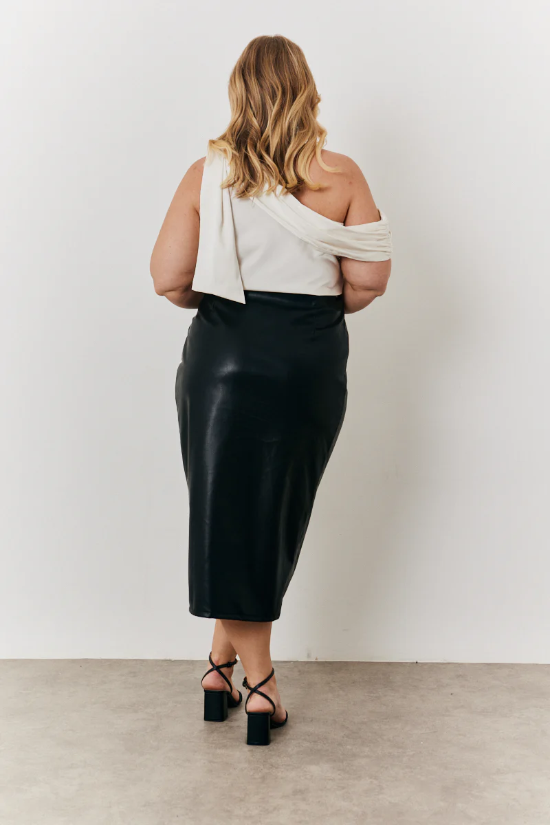 One Shoulder Draped Satin Top - Image 8