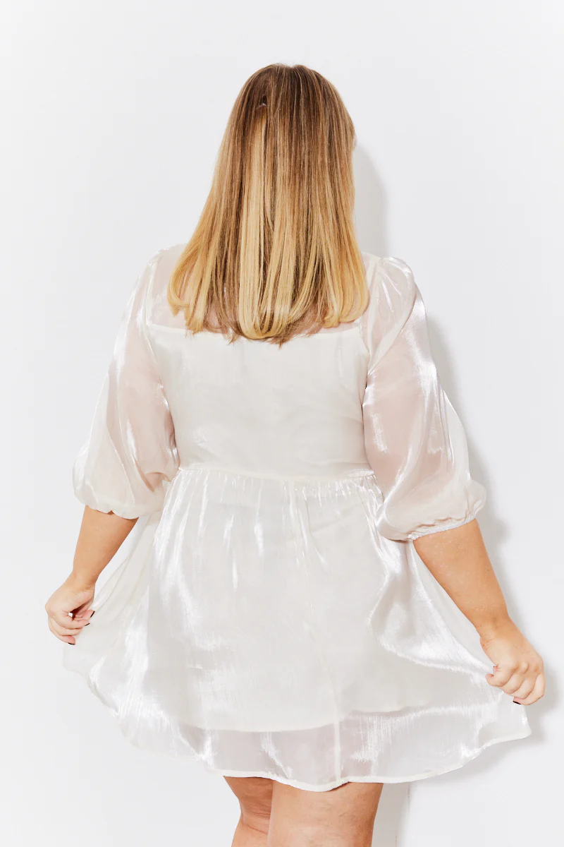 Cream Organza Babydoll Mini Dress - Image 7