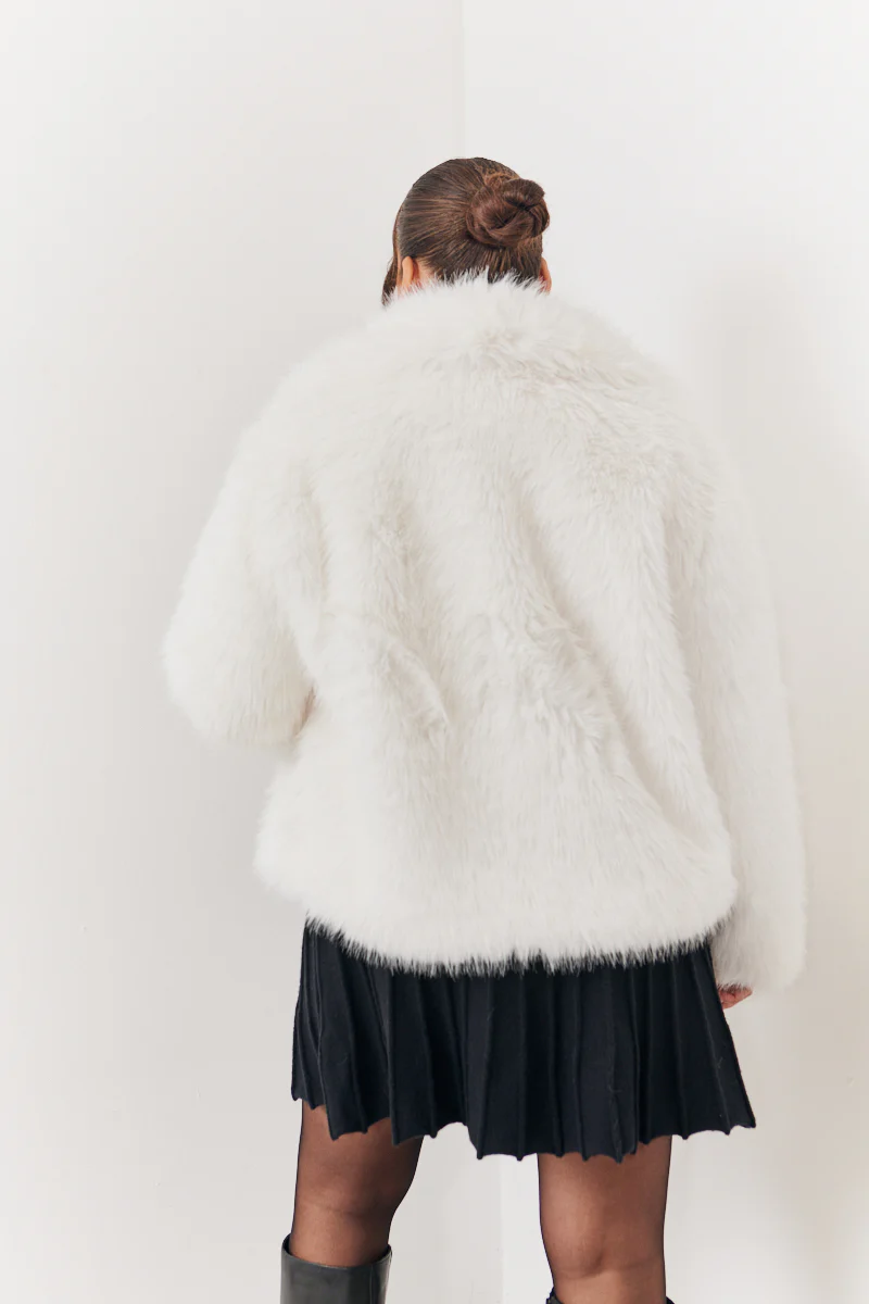 Oversized Collared Faux Fur Coat - Image 7