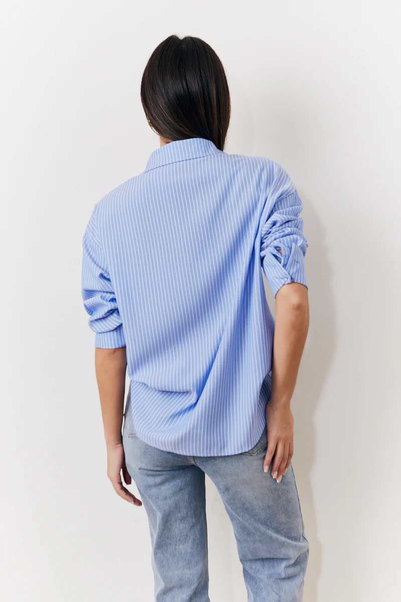 Oversized Striped Poplin Shirt - Image 3