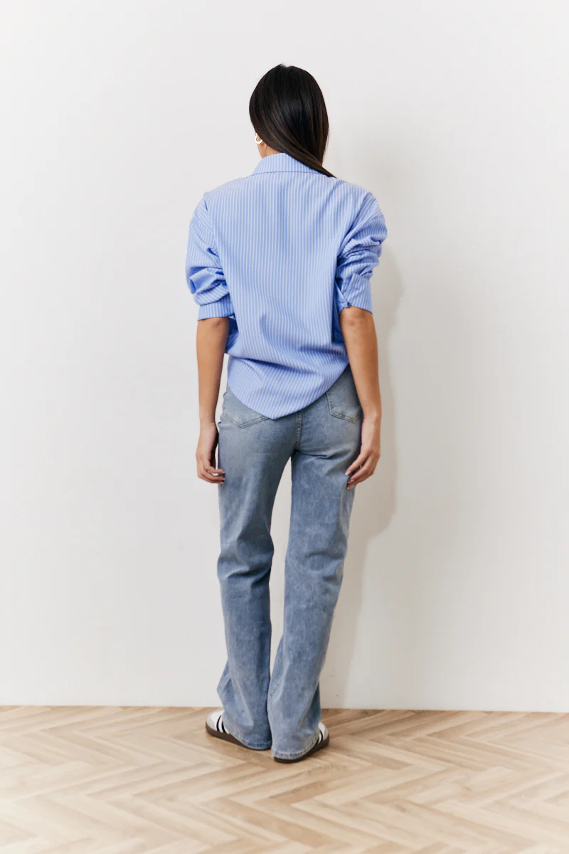 Oversized Striped Poplin Shirt - Image 4