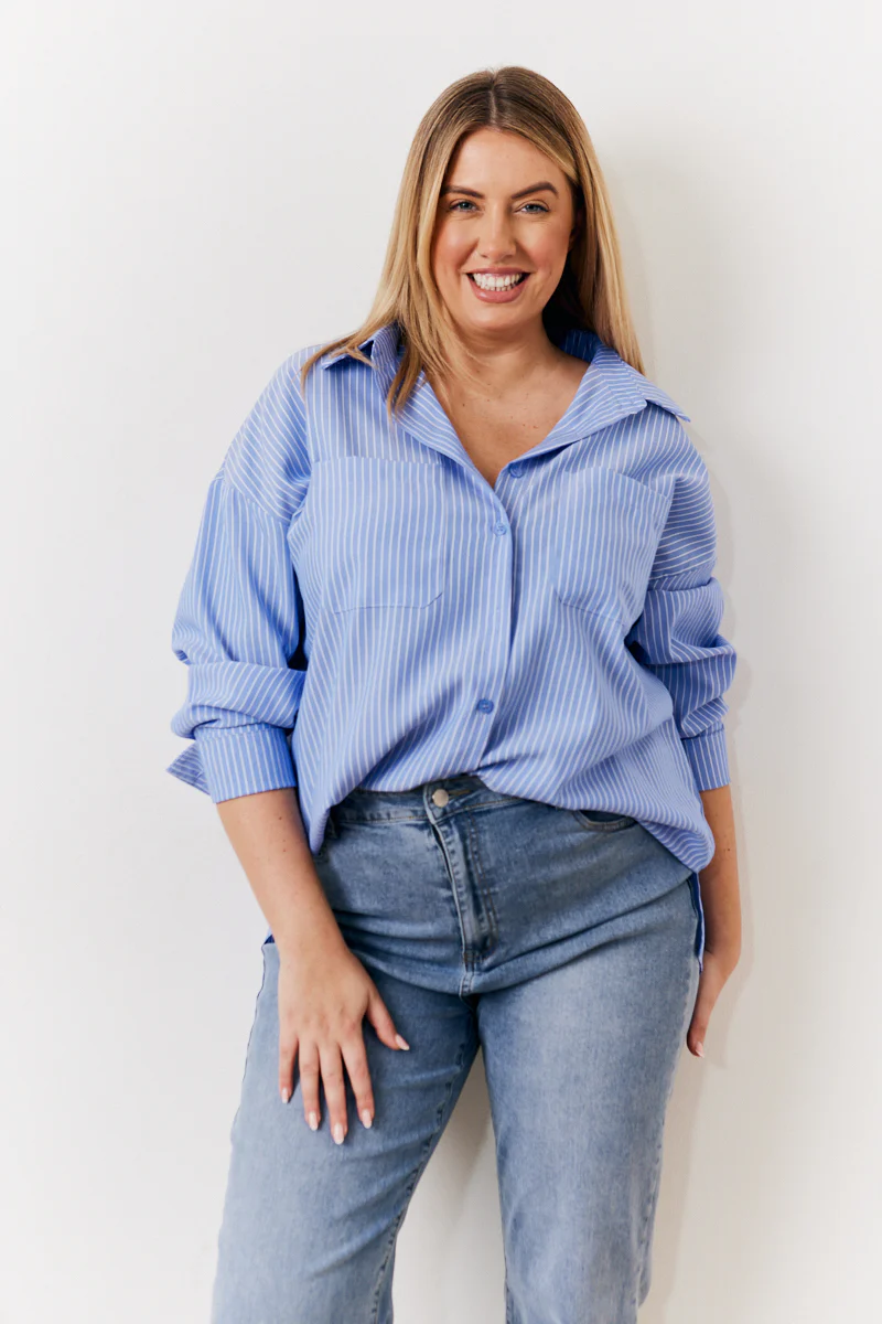 Oversized Striped Poplin Shirt - Image 5