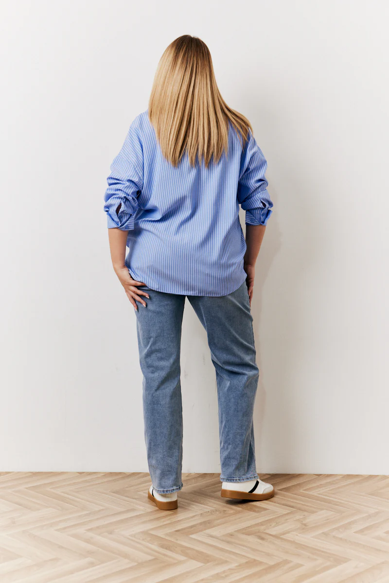 Oversized Striped Poplin Shirt - Image 8