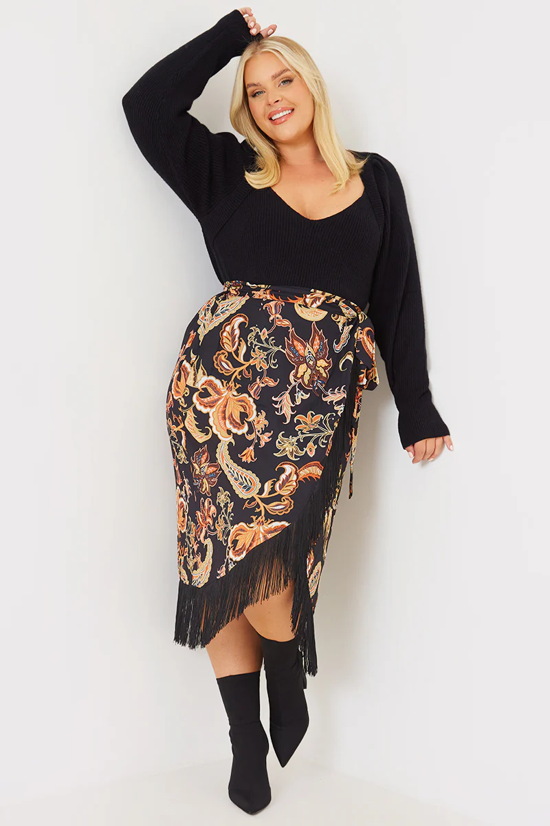 Paisley Print Wrap Midi Skirt - Image 3