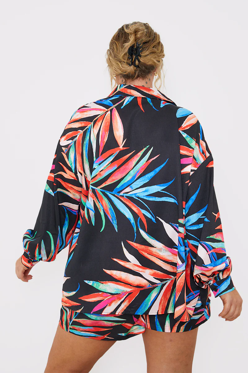 Palm Print Co-Ord Beach Shirt - Image 4