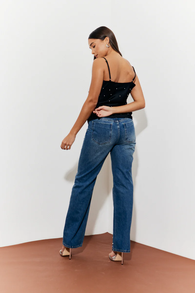 Pearl Embellished Jeans - Image 2