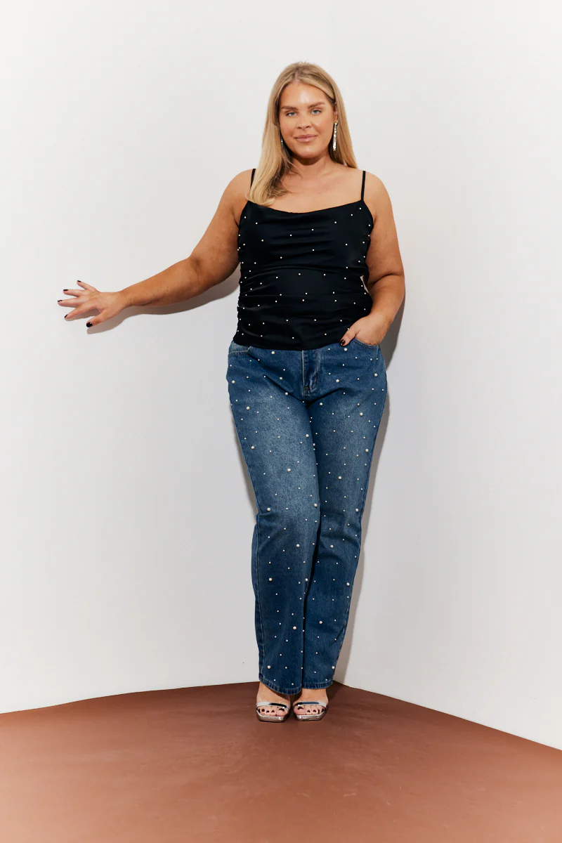 Pearl Embellished Jeans - Image 3