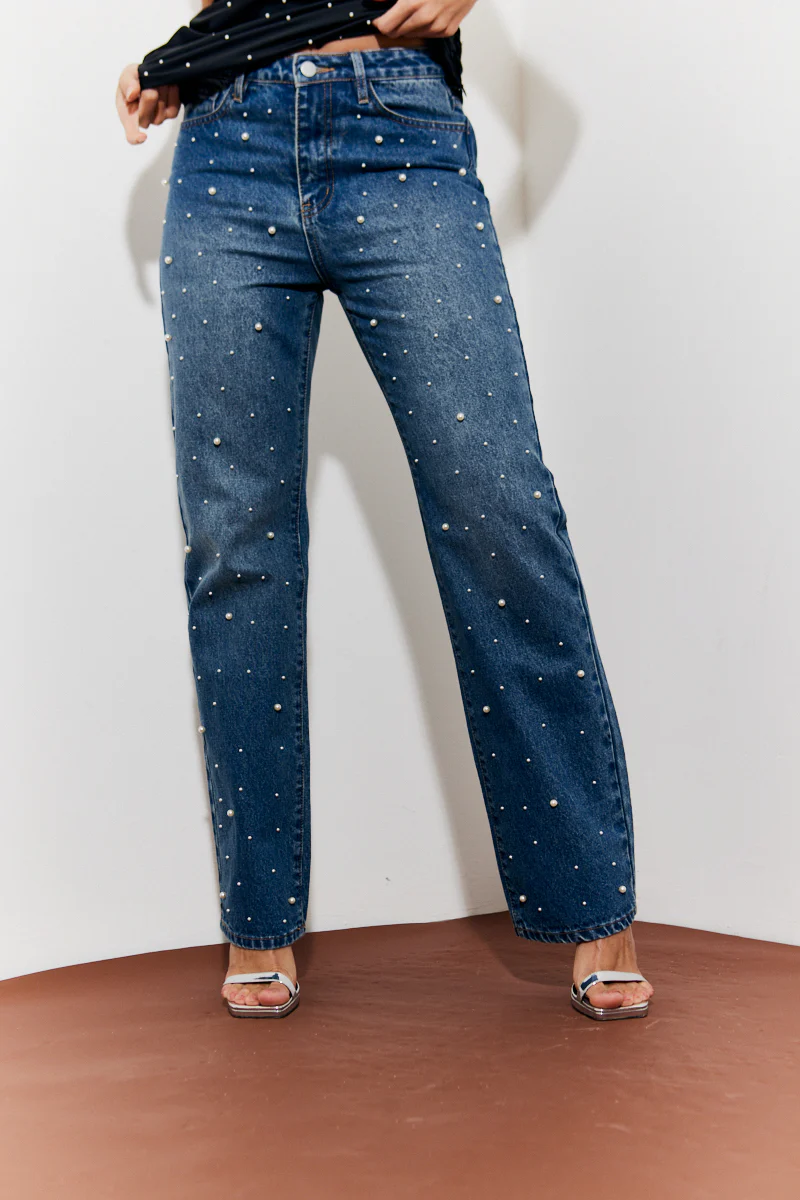 Pearl Embellished Jeans - Image 4