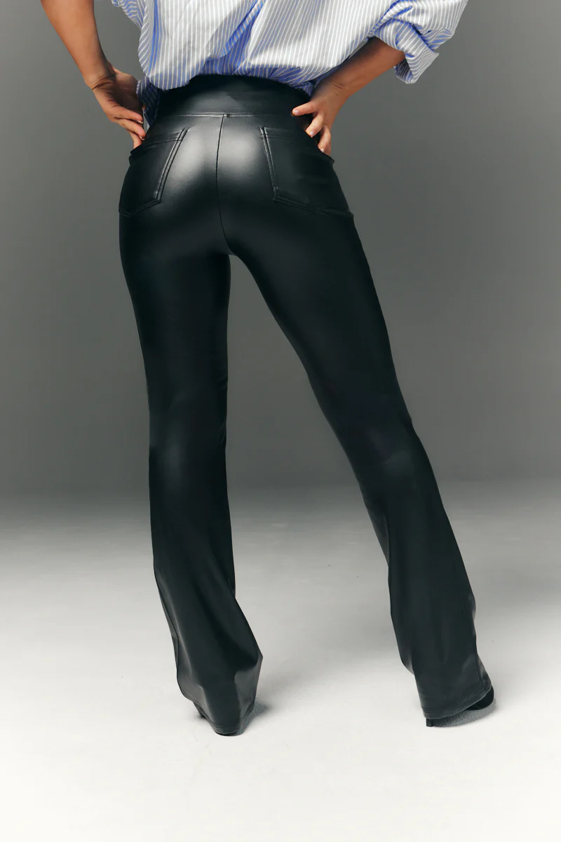 Perfect Sculpting High Waisted Leather Look Flare - Image 4