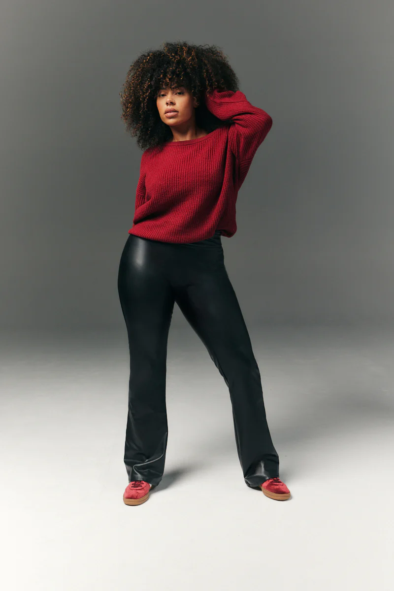 Perfect Sculpting High Waisted Leather Look Flare - Image 5