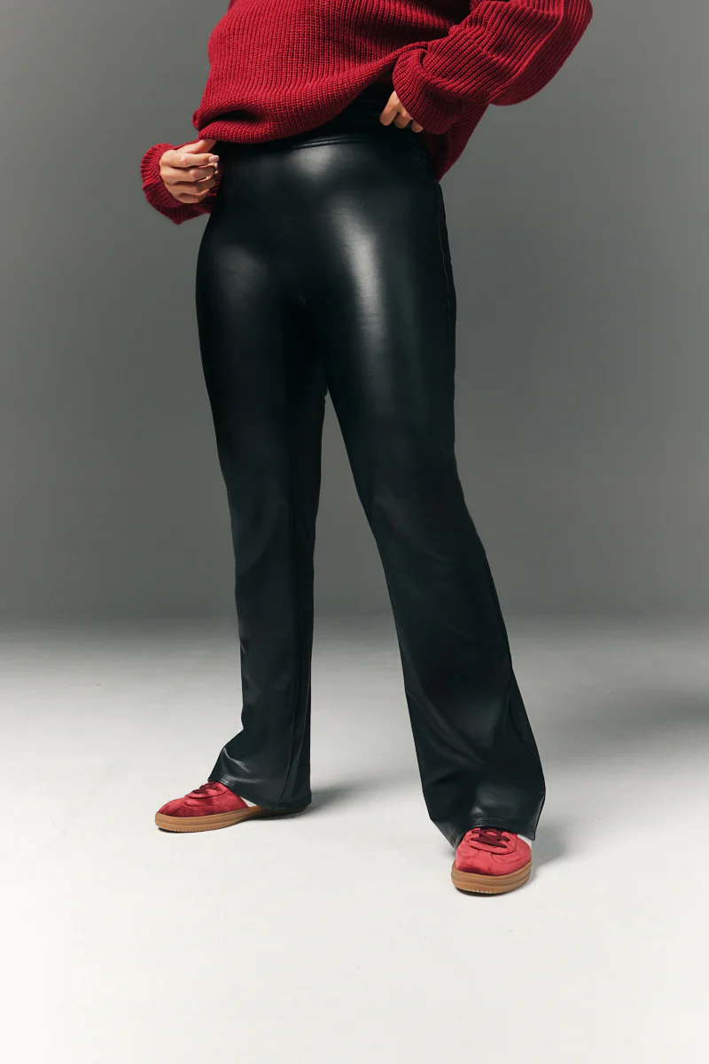 Perfect Sculpting High Waisted Leather Look Flare - Image 7