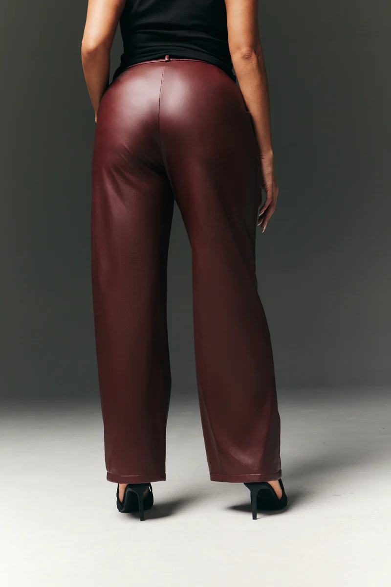 Perfect Sculpting High Waisted Leather Look Straight Leg Trouser - Image 8