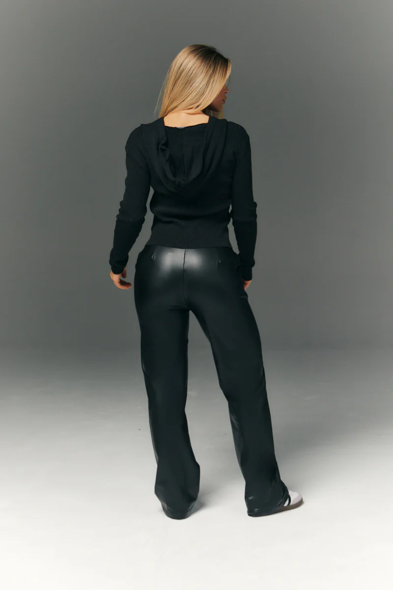 Perfect Sculpting High Waisted Leather Look Straight Leg Trouser - Image 8