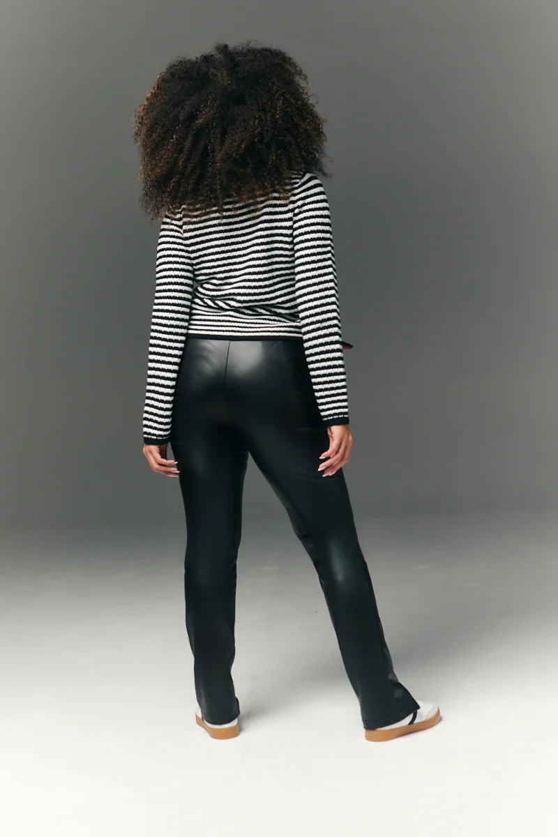Perfect Sculpting High Waisted Leather Look Zip Front Legging - Image 7