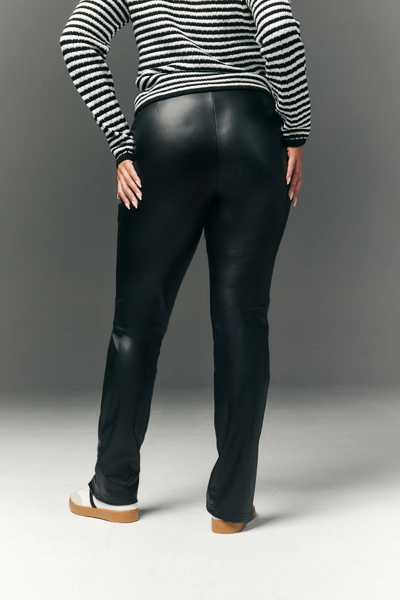 Perfect Sculpting High Waisted Leather Look Zip Front Legging - Image 8