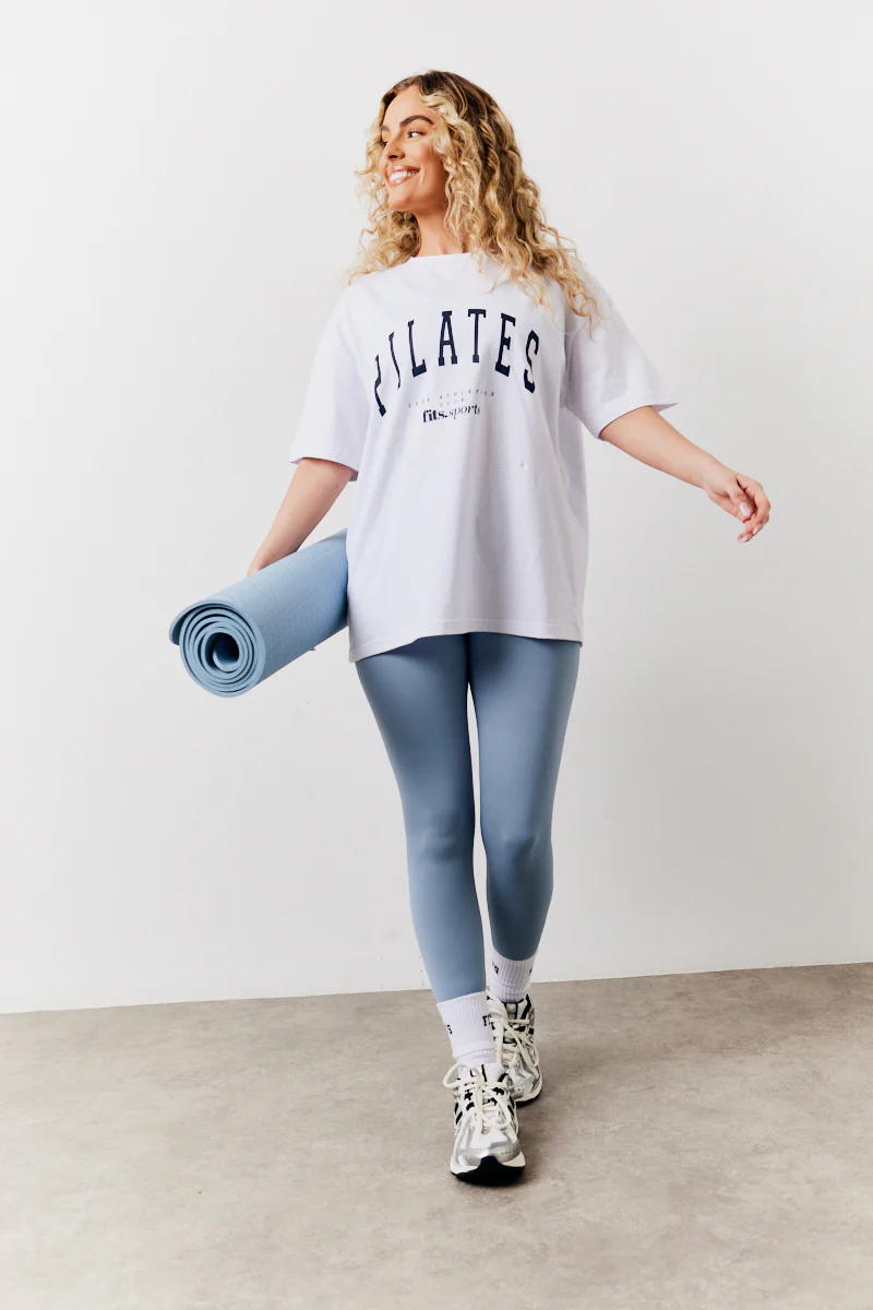 White Fits Pilates Graphic Oversized T-Shirt - Image 3