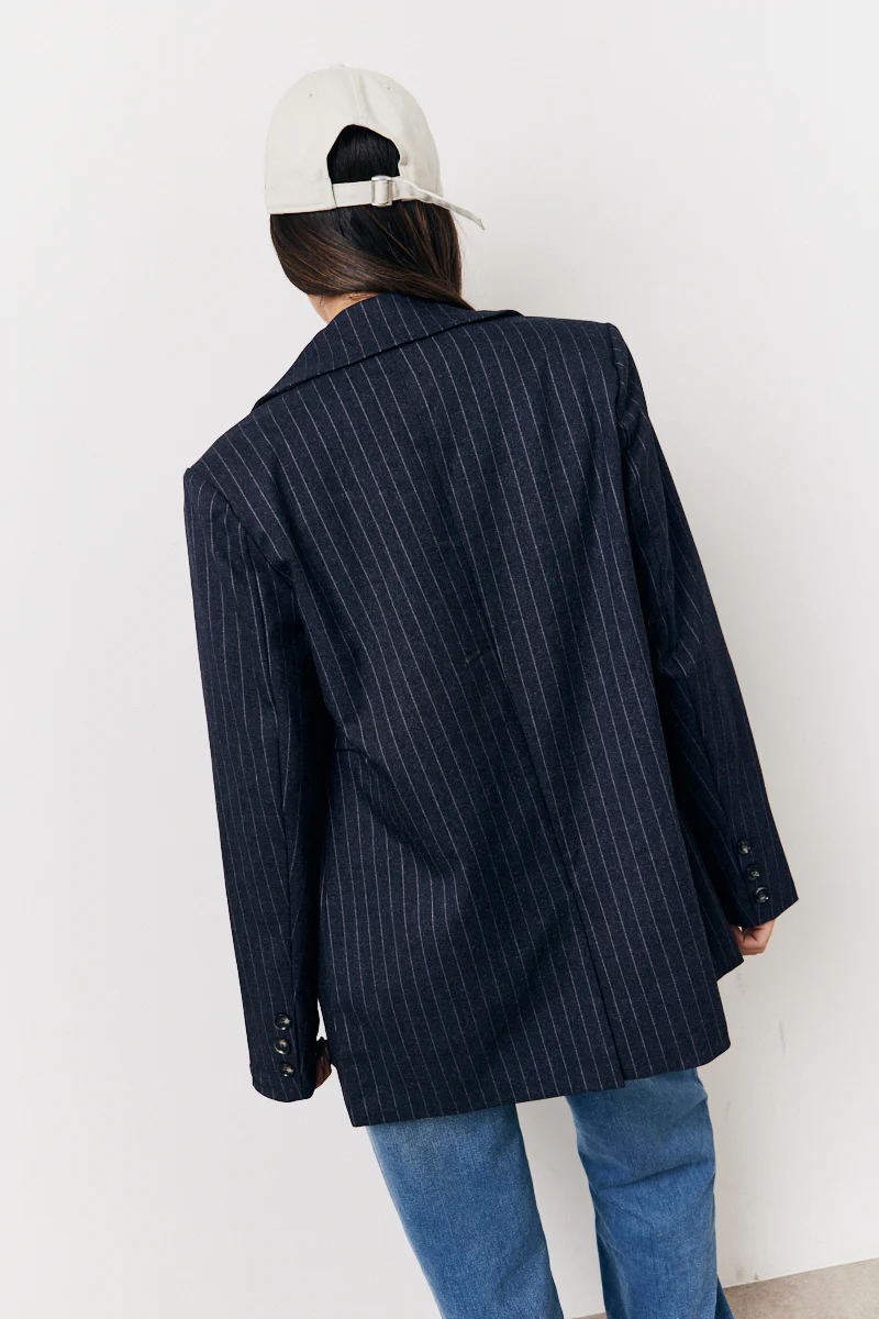 Pinstripe Relaxed Blazer - Image 3