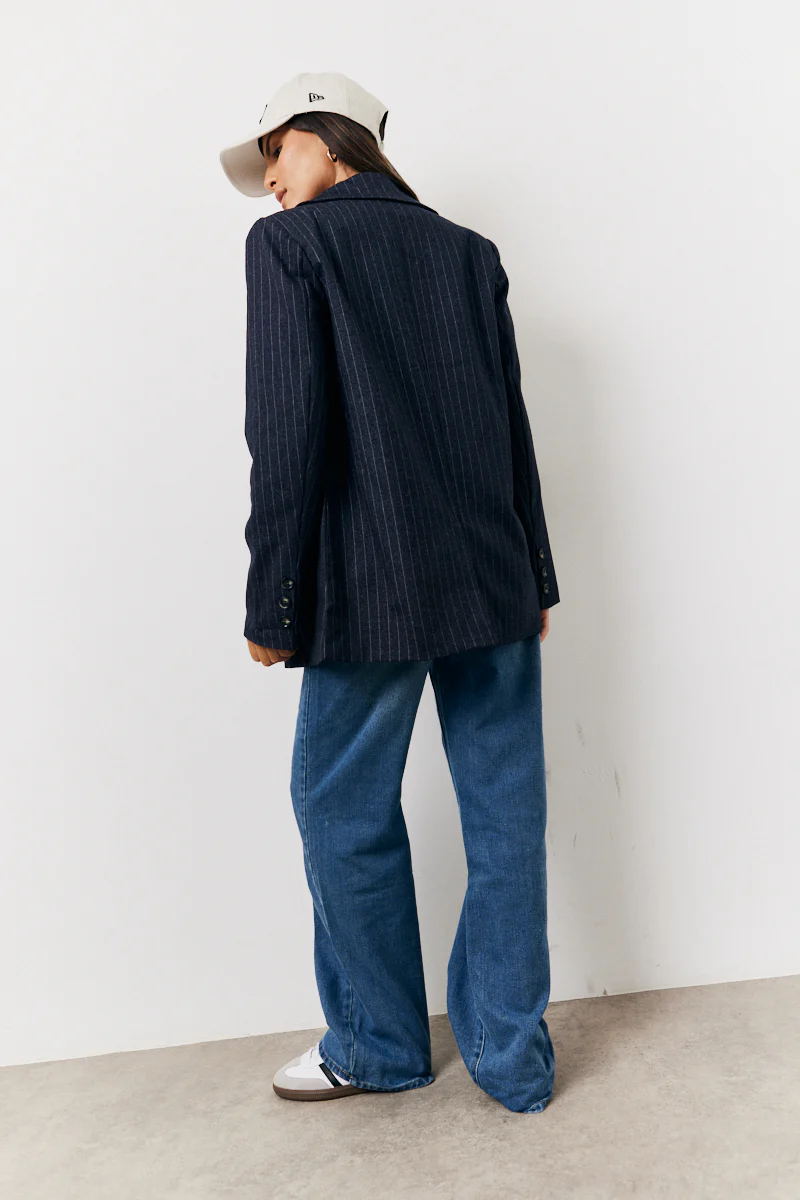 Pinstripe Relaxed Blazer - Image 4