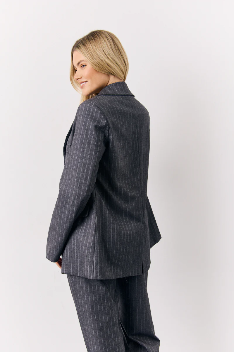 Grey Pinstripe Tailored Blazer - Image 4