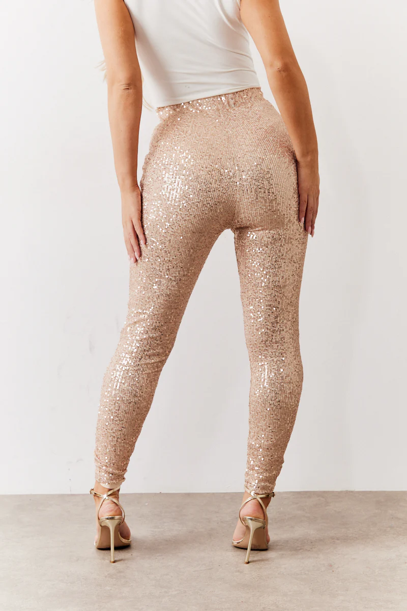 Gold Premium Sequin Leggings - Image 4
