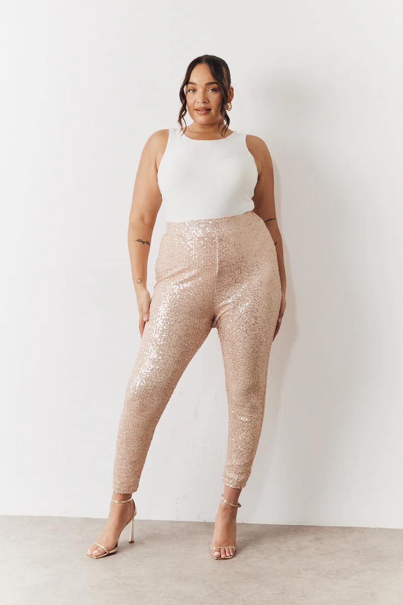 Gold Premium Sequin Leggings - Image 5