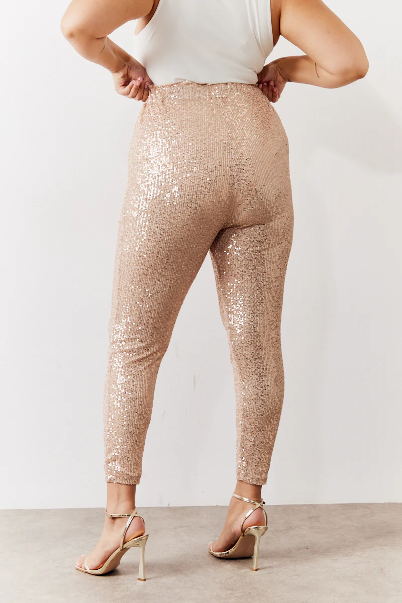 Gold Premium Sequin Leggings - Image 8