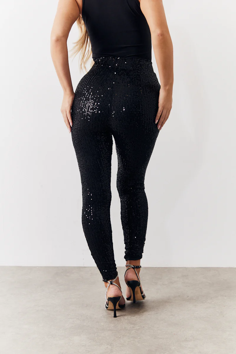 Black Premium Sequin Leggings - Image 4