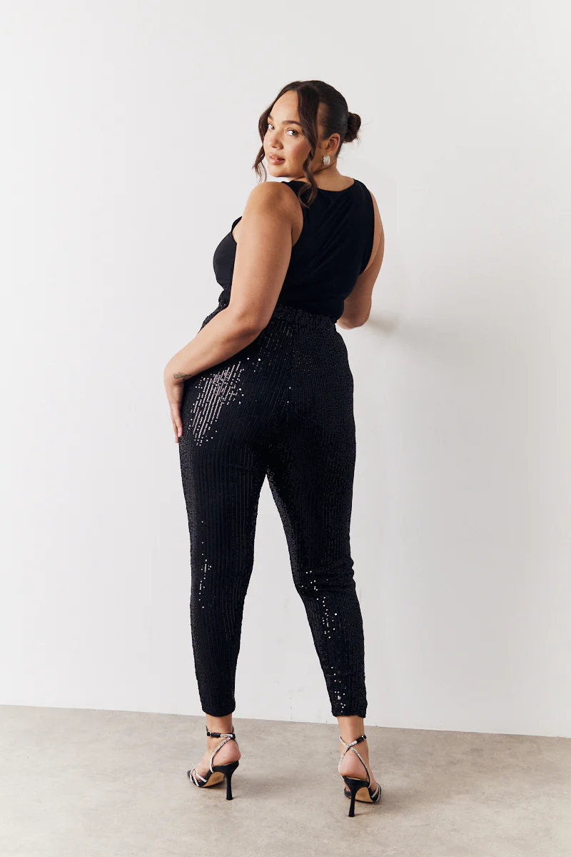 Black Premium Sequin Leggings - Image 7