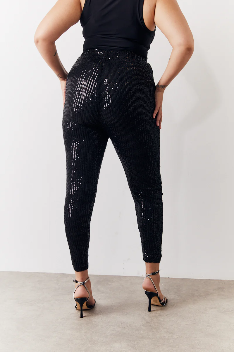 Black Premium Sequin Leggings - Image 8