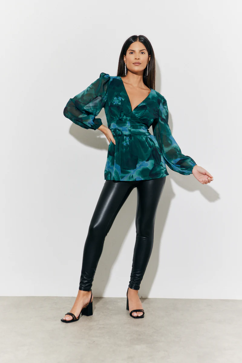 Ruched Printed Blouse - Image 2