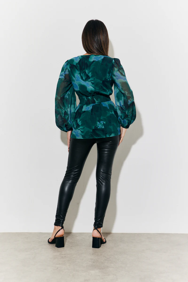 Ruched Printed Blouse - Image 3