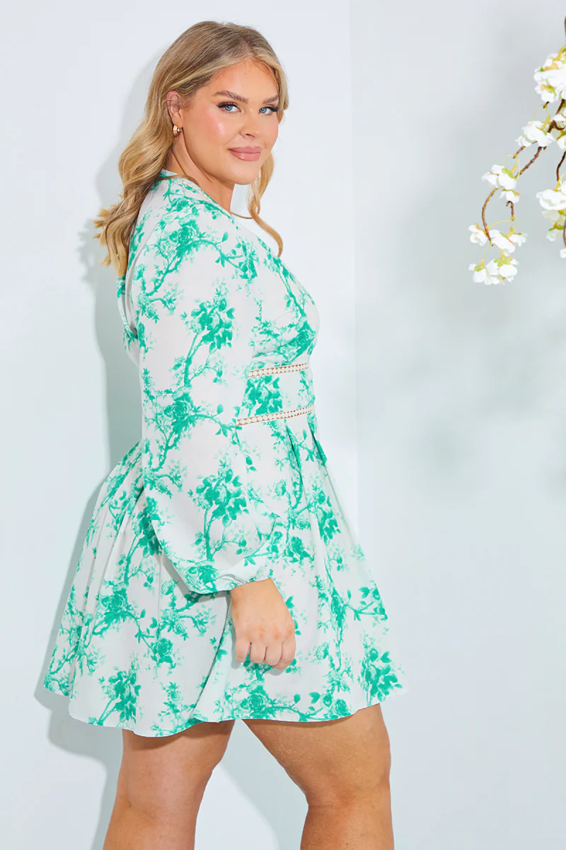 Floral Broderie Trim Mini Skater Dress - Image 8
