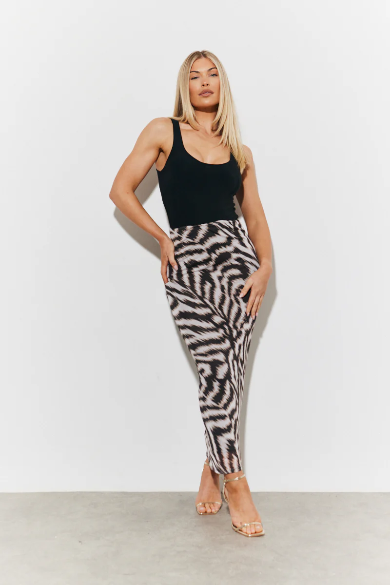 Magic Sculpting Printed Bodycon Midi Skirt