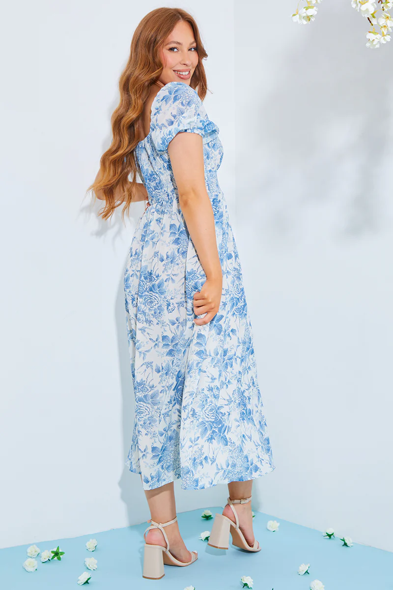 Floral Milkmaid Midi Dress - Image 3