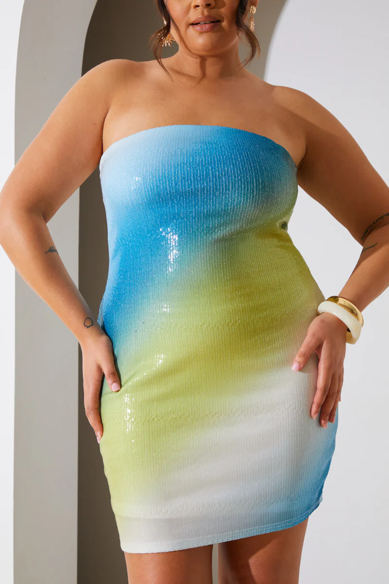 Ombre Sequin Bandeau Mini Dress - Image 7
