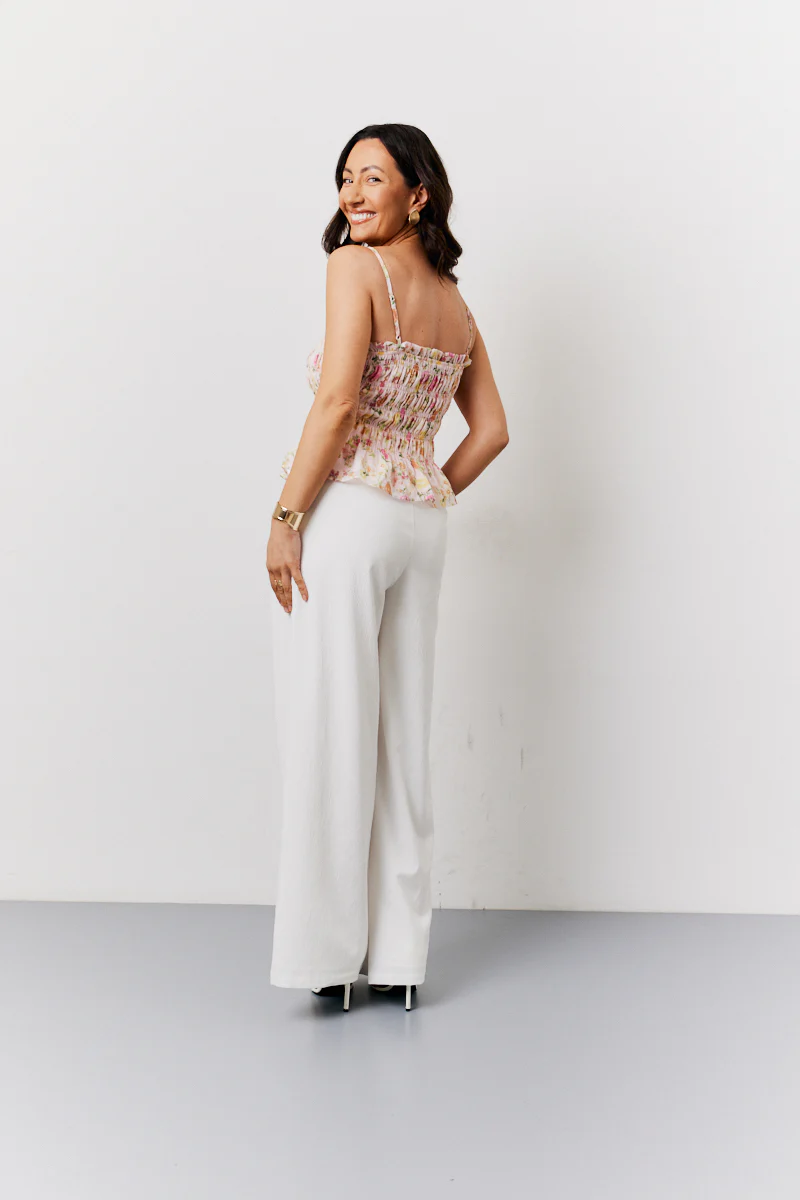 Pink Floral Print Shirred Cami Top - Image 4