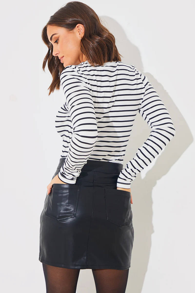 Leather Look Mini Skirt - Image 4