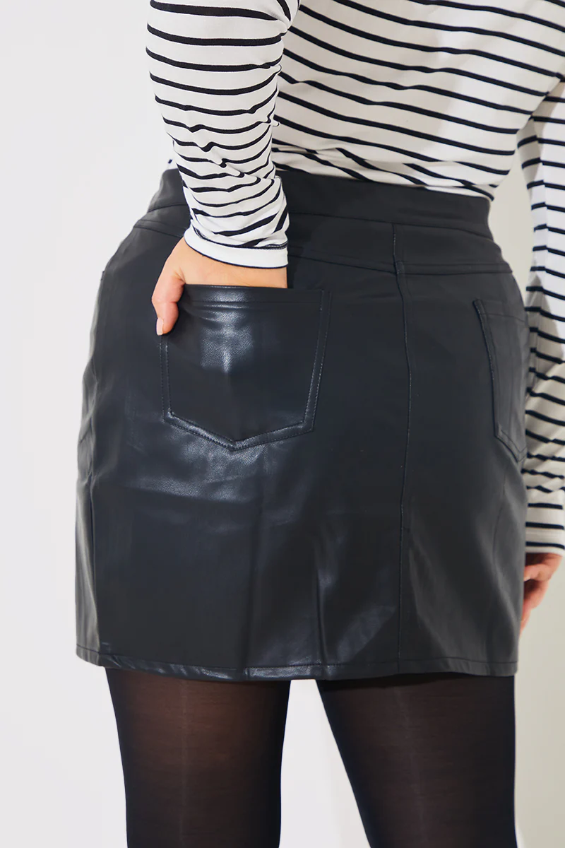 Leather Look Mini Skirt - Image 8