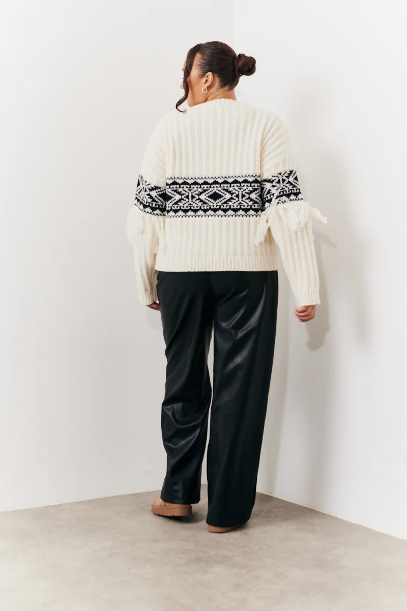 Leather Look Pintuck Detail Trousers - Image 7